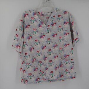 UA Scrubs Snow Man Christmas/Holiday Scrub Top